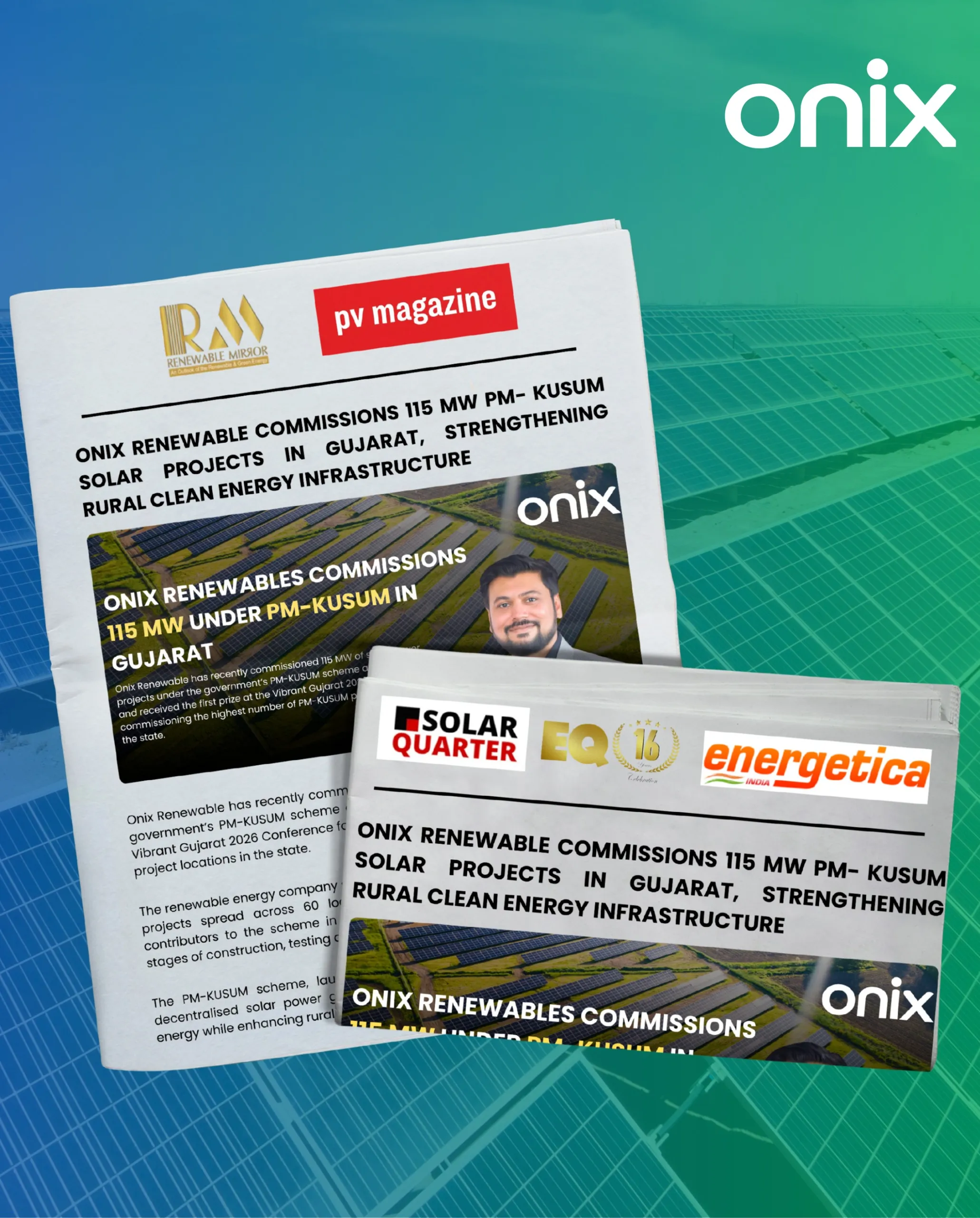 Onix Renewable Commissions 115 MW PM-KUSUM Projects Across 60 Locations